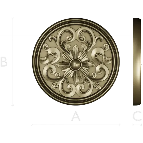Round Floral Rosette STL 3D Model for CNC Carving