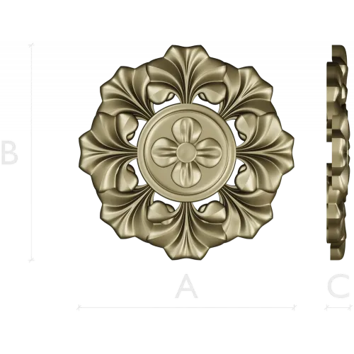 Classic Floral Rosette STL for CNC Carving