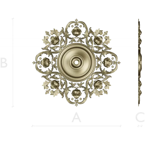 Baroque Floral Rosette - STL 3D Model for CNC