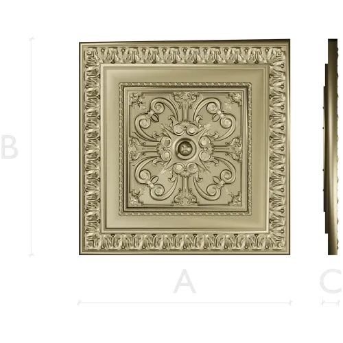 Florentine Square Rosette - STL 3D model for CNC carving
