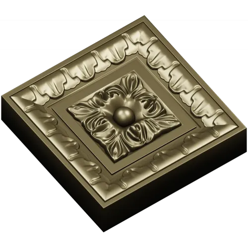 Square Floral Rosette STL for CNC Milling