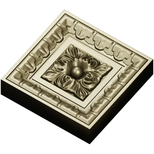 Square Floral Rosette STL for CNC Milling