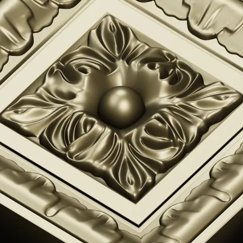 Square Floral Rosette STL for CNC Milling