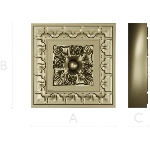Square Floral Rosette STL for CNC Milling