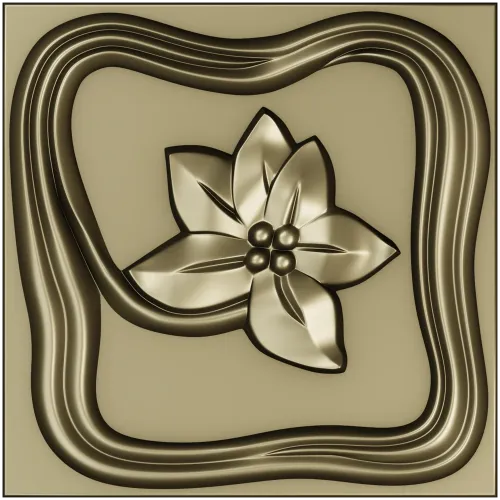 Square Floral Rosette - STL 3D Model for CNC