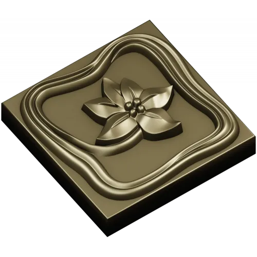Square Floral Rosette - STL 3D Model for CNC
