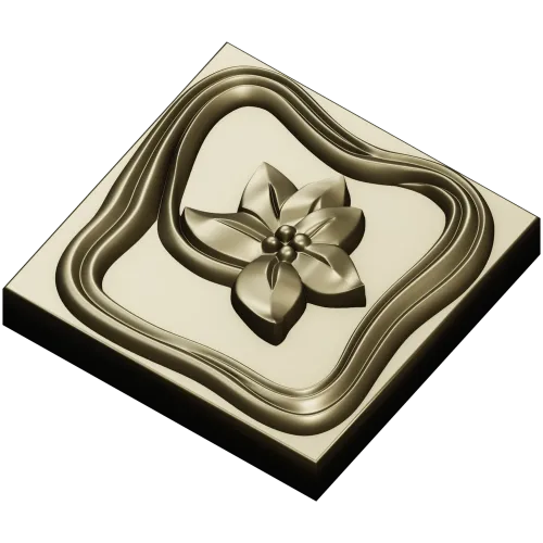 Square Floral Rosette - STL 3D Model for CNC