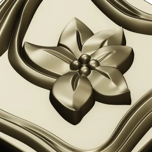 Square Floral Rosette - STL 3D Model for CNC