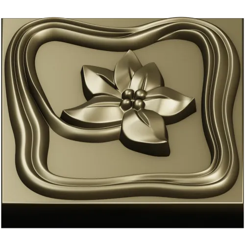 Square Floral Rosette - STL 3D Model for CNC
