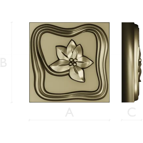 Square Floral Rosette - STL 3D Model for CNC