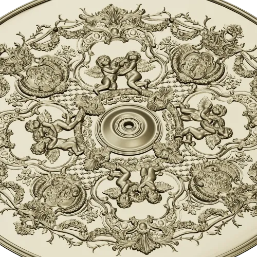 Rococo Cherub Ceiling Rosette STL Model for CNC