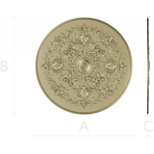 Rococo Cherub Ceiling Rosette STL Model for CNC