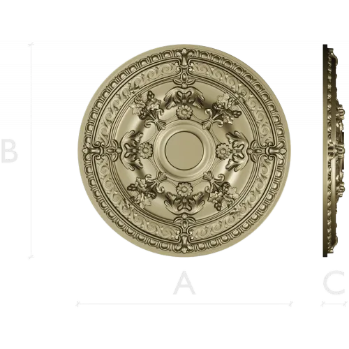 Baroque Floral Ceiling Rosette - STL 3D Model for CNC