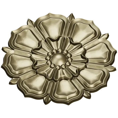 Decorative Floral Rosette STL for CNC - High Relief 3D Model
