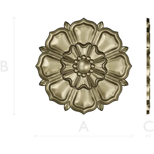 Decorative Floral Rosette STL for CNC - High Relief 3D Model