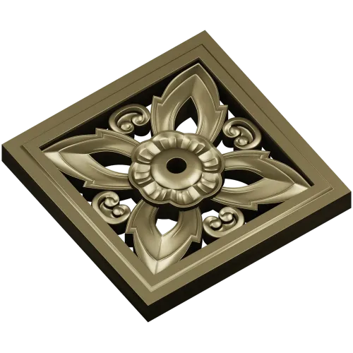 Ornamental Square Rosette STL for CNC