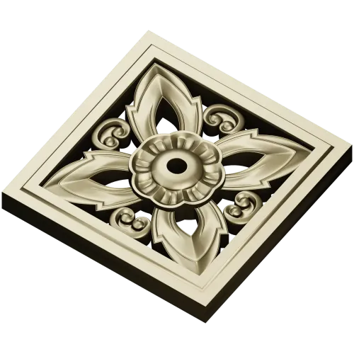 Ornamental Square Rosette STL for CNC
