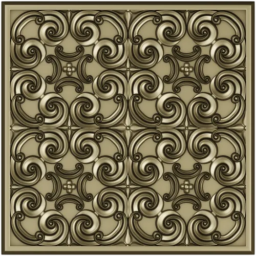 Baroque Spiral Rosette Panel STL 3D Model for CNC