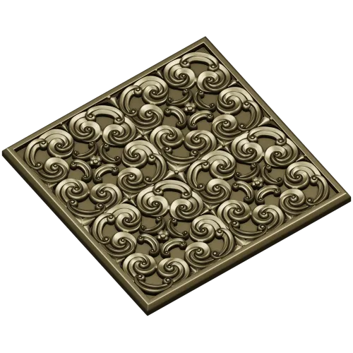 Baroque Spiral Rosette Panel STL 3D Model for CNC