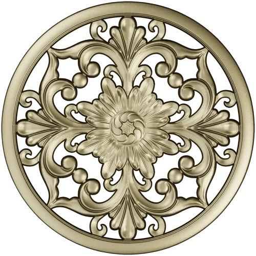 Round Floral Rosette STL model for CNC