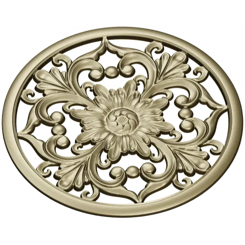 Round Floral Rosette STL model for CNC