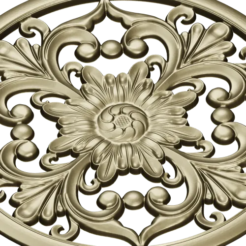 Round Floral Rosette STL model for CNC