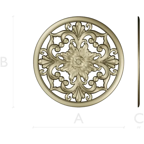 Round Floral Rosette STL model for CNC