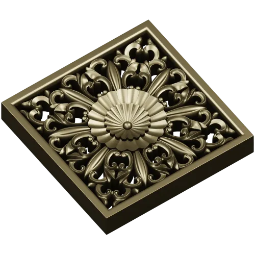 Ornate Square Rosette 3D Model for CNC (STL)