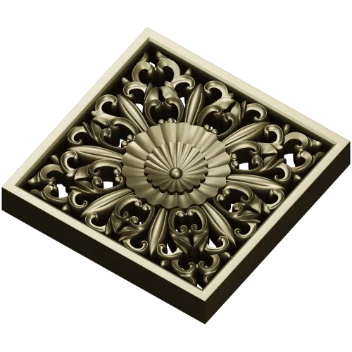 Ornate Square Rosette 3D Model for CNC (STL)