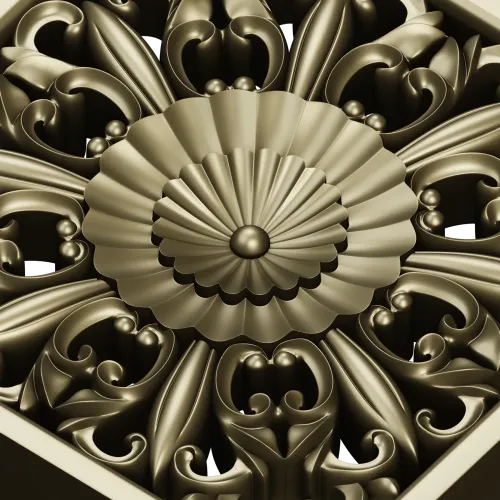 Ornate Square Rosette 3D Model for CNC (STL)