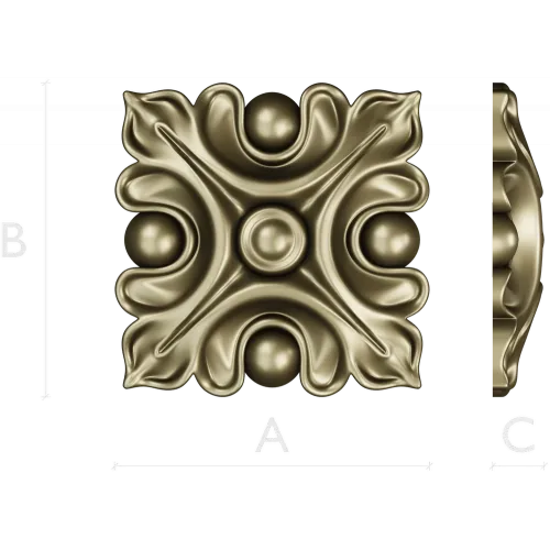 Acanthus Square Rosette STL for CNC Milling