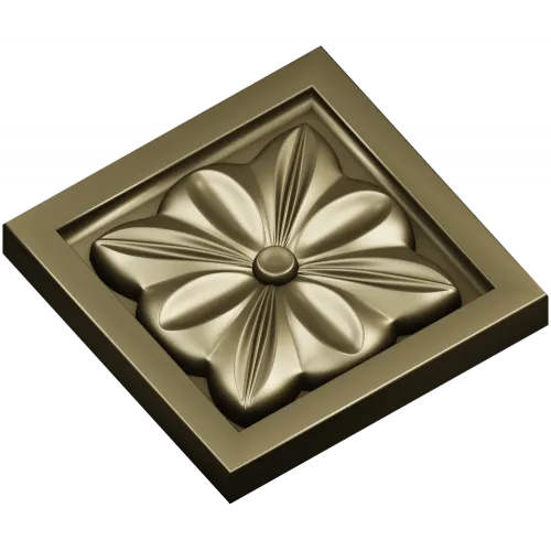 Square Floral Rosette STL for CNC