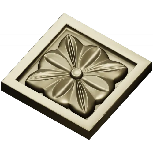 Square Floral Rosette STL for CNC