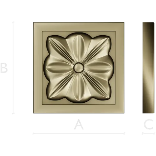 Square Floral Rosette STL for CNC