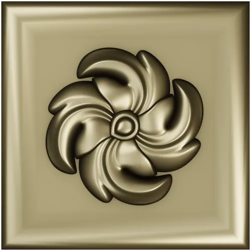 High-Relief Square Floral Rosette STL for CNC Router