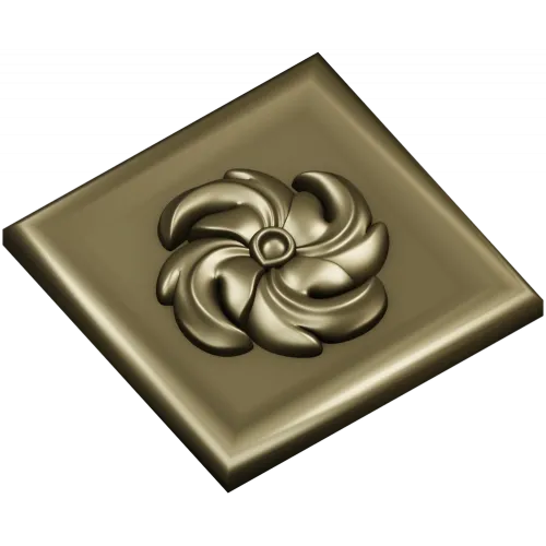 High-Relief Square Floral Rosette STL for CNC Router