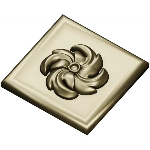 High-Relief Square Floral Rosette STL for CNC Router