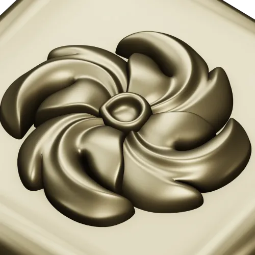 High-Relief Square Floral Rosette STL for CNC Router
