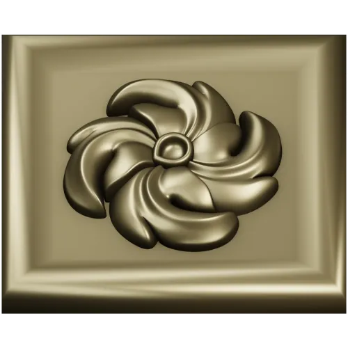 High-Relief Square Floral Rosette STL for CNC Router
