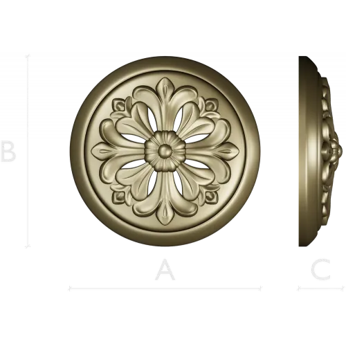 Florentine Bloom - round floral rosette STL for CNC carving